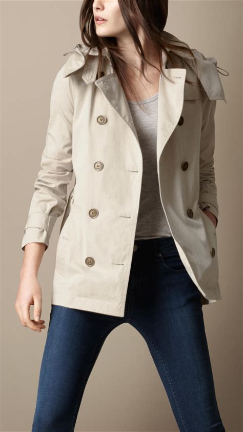 burberry brit short cotton trench coat|authentic burberry trench.